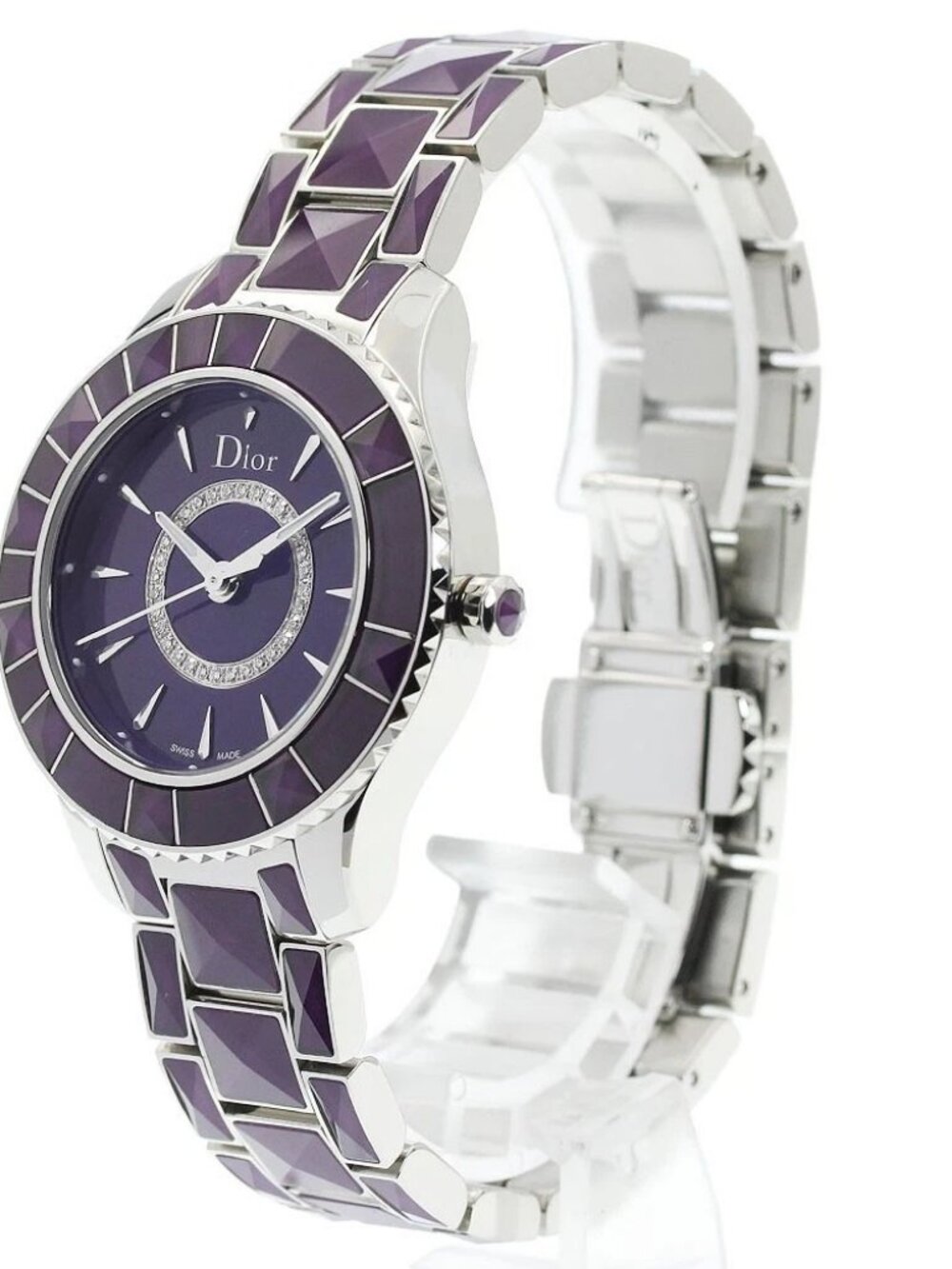 Dior crystal CD143112 Circle Diamond purple Dial Quartz Ladies Watch_960509